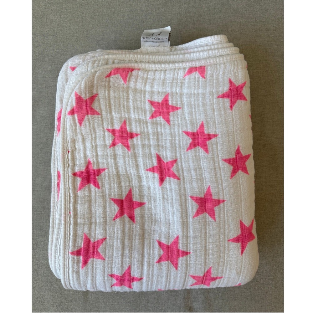 aden + anais Dream Blanket 4-Layer Cotton Muslin Fluoro Pink Stars